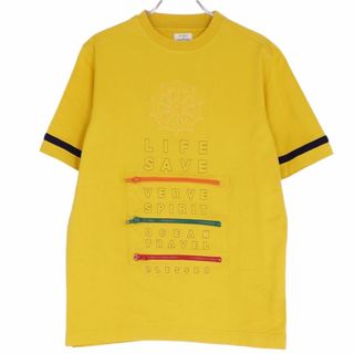 カザール(CAZAL)の美品 カステルバジャック CASTELBAJAC SPORT Tシャツ カットソー 半袖 ショートスリーブ ステッチ ファスナー トップス メンズ 1(S相当) イエロー(Tシャツ/カットソー(半袖/袖なし))