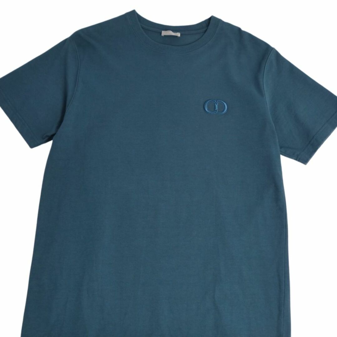 極美品 ディオールオム DIOR HOMME Tシャツ カットソー CD ICON ロゴ 刺繍 コンパクト コットン ジャージー 半袖 ショートスリーブ トップス メンズ XL グリーン