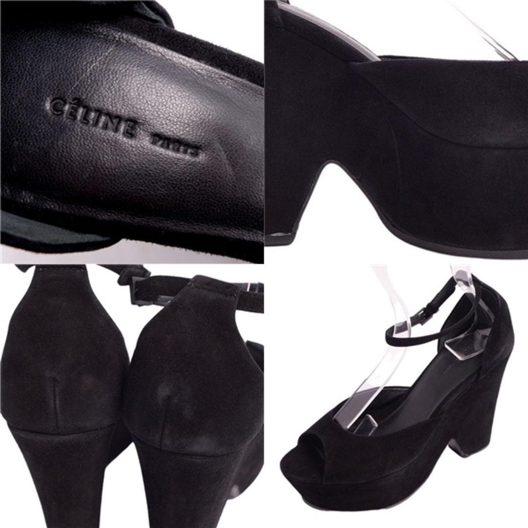 CELINE 美品 ベルトパンプス スエード 厚底 プラットフォーム CELINE 美品 ベルトパンプス スエード 厚底 プラットフォーム