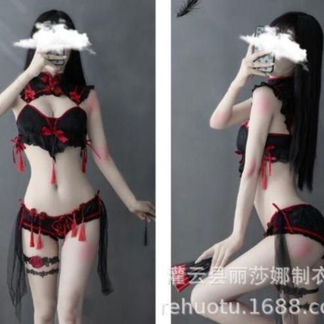 FU02　ブラック チャイナドレス ランジェリー コスプレ 大人 黒 セクシー その他のその他(その他)の商品写真