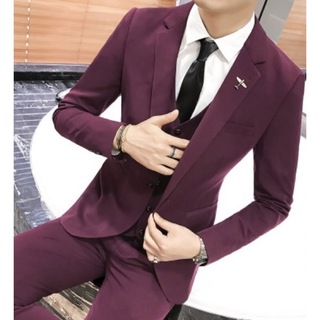 スーツ　セットアップ　ジャケット　パンツ　ベスト　3点セット　紫　パープル　特大(セットアップ)