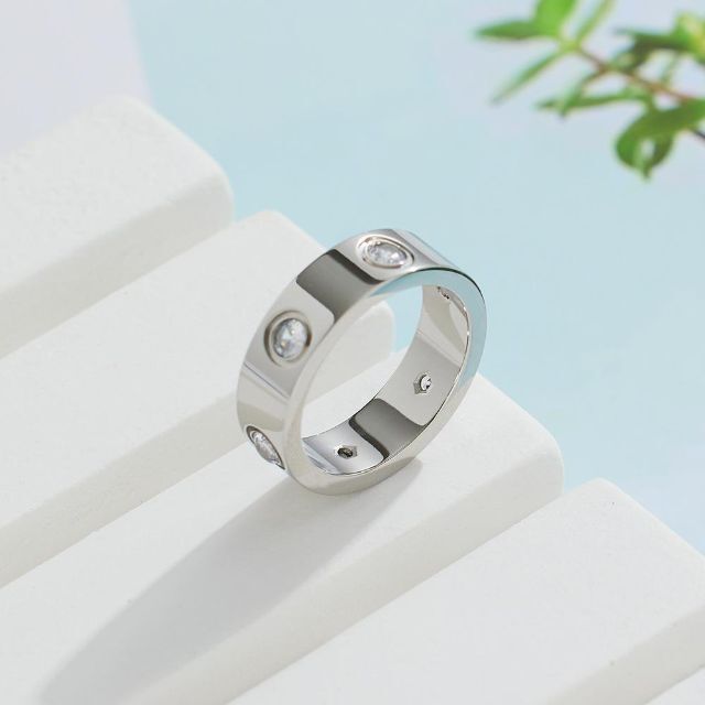 お好きなもの1つ　ラブリング風　指輪　6mm幅　 czフルダイヤ　ステンレス レディースのアクセサリー(リング(指輪))の商品写真
