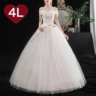 ウェディングドレス  Aライン  ホワイト　4L プリンセスドレス(ウェディングドレス)