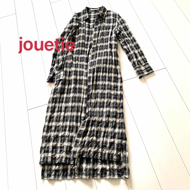 jouetie(ジュエティ)のjouetie 長袖 チェック ロングシャツワンピース ジュエティ レディースのワンピース(ロングワンピース/マキシワンピース)の商品写真