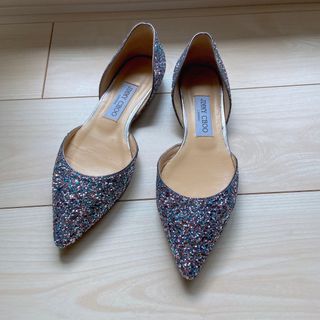 ジミーチュウ(JIMMY CHOO)のJimmy Choo ESTHER グリッターフラットパンプス(ハイヒール/パンプス)