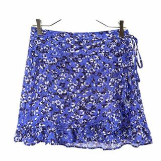 ザラ(ZARA)の未使用 ザラ レーヨン 花柄 ラップスカート S ブルー系 ZARA レディース 【中古】  【230425】(ミニスカート)