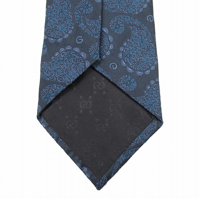 美品 グッチ GUCCI ペイズリー Gロゴ ネクタイ シルク ジャガード 総柄