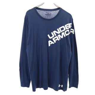 アンダーアーマー(UNDER ARMOUR)のアンダーアーマー ロゴプリント 長袖 Tシャツ XXL ネイビー UNDER ARMOUR ビックサイズ メンズ 【中古】  【230425】(Tシャツ/カットソー(半袖/袖なし))