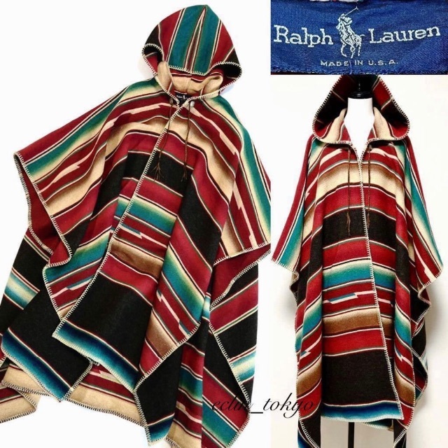 Ralph Lauren(ラルフローレン)の美品 ラルフローレン vintage コンチョ付 ポンチョコート E3341 メンズのジャケット/アウター(ポンチョ)の商品写真