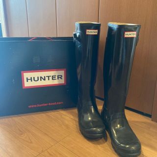 ハンター(HUNTER)の【Hunter】レインブーツ　黒　ロング　光沢　長靴(レインブーツ/長靴)