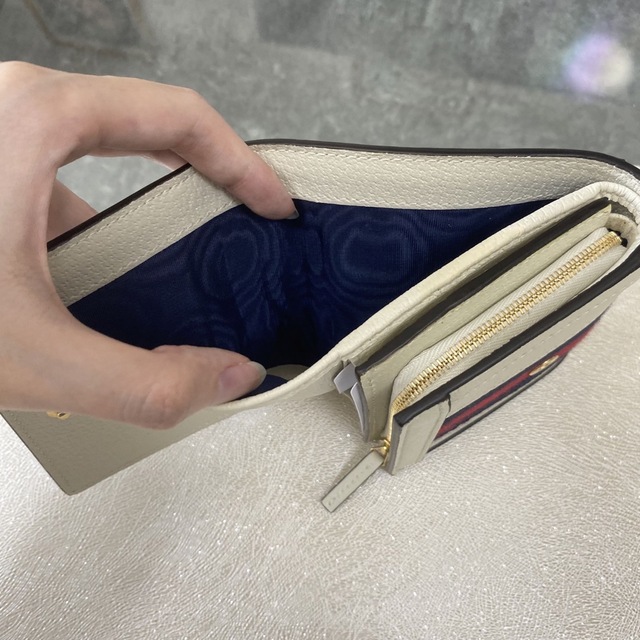 Gucci(グッチ)の【新品】GUCCI グッチ オフィディア GGウェブ 三つ折り財布 オフホワイト レディースのファッション小物(財布)の商品写真