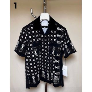 2022年春夏 新品 22AW SACAI 異素材組み合わせ オープンカラーシャツ