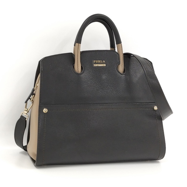 FURLA 2WAY ショルダーバッグ レザー タン ブラック ベージュ