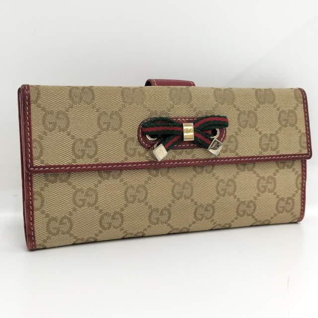 Gucci   GUCCI Wホック 長財布 プリンシー リボン チェリーライン GG