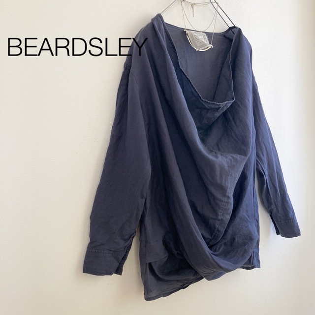 BEARDSLEY(ビアズリー)の★ビアズリー★コットンシルクドレープブラウス ネイビー レディースのトップス(シャツ/ブラウス(長袖/七分))の商品写真