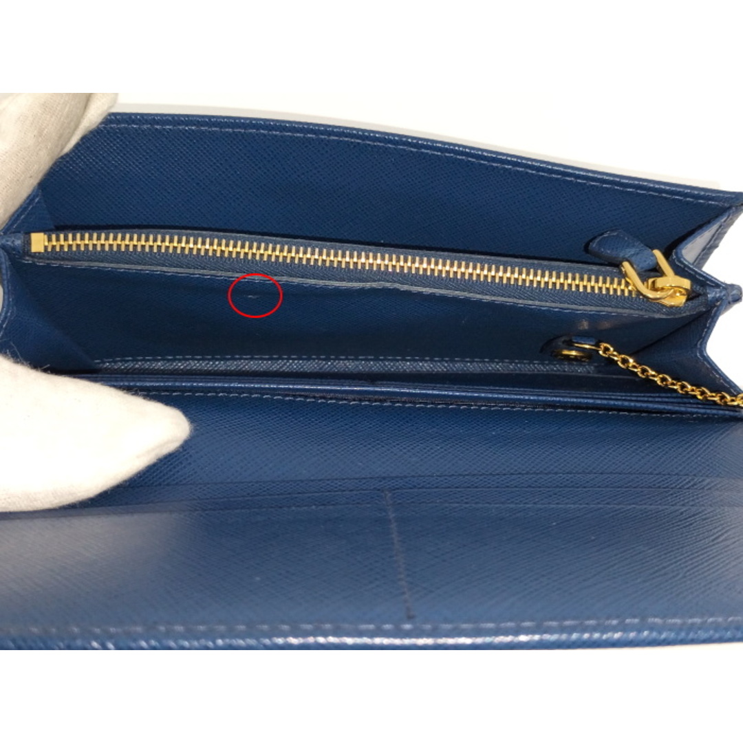 PRADA(プラダ)のPRADA 二つ折り長財布 パスケース付き サフィアーノ レザー ブルー レディースのファッション小物(財布)の商品写真