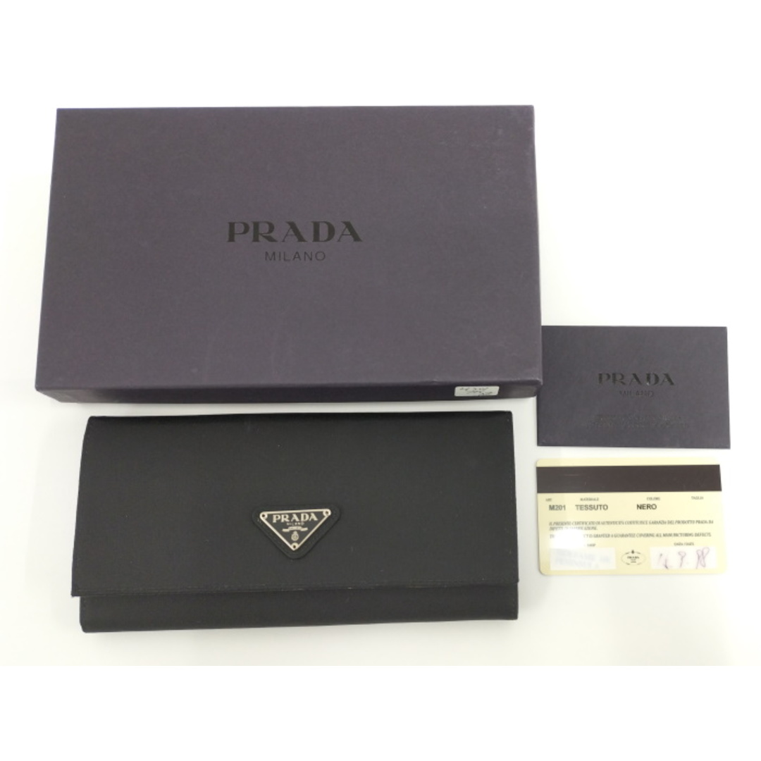 PRADA - PRADA 二つ折り長財布 三角ロゴ ナイロン ブラック M201Aの