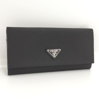 プラダ(PRADA)のPRADA 二つ折り長財布 三角ロゴ ナイロン ブラック M201A(財布)