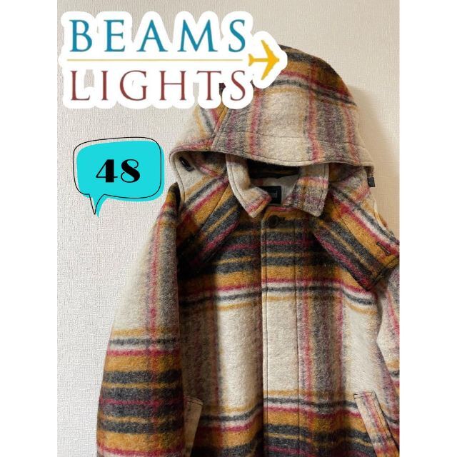 BEAMS LIGHTS(ビームスライツ)のBEAMS LIGHTS dem pool ウールチェックフードコート 48 メンズのジャケット/アウター(その他)の商品写真