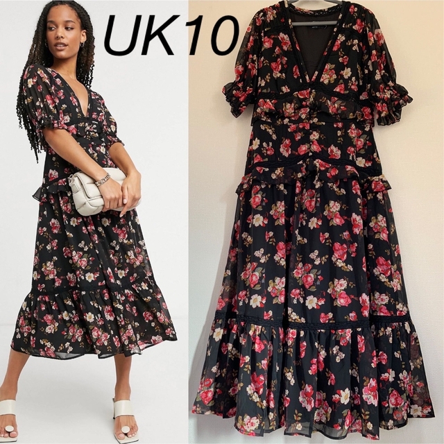 asos(エイソス)の【ASOS】※未使用※ 花柄 ロングワンピース    サイズ: UK10 レディースのワンピース(ロングワンピース/マキシワンピース)の商品写真