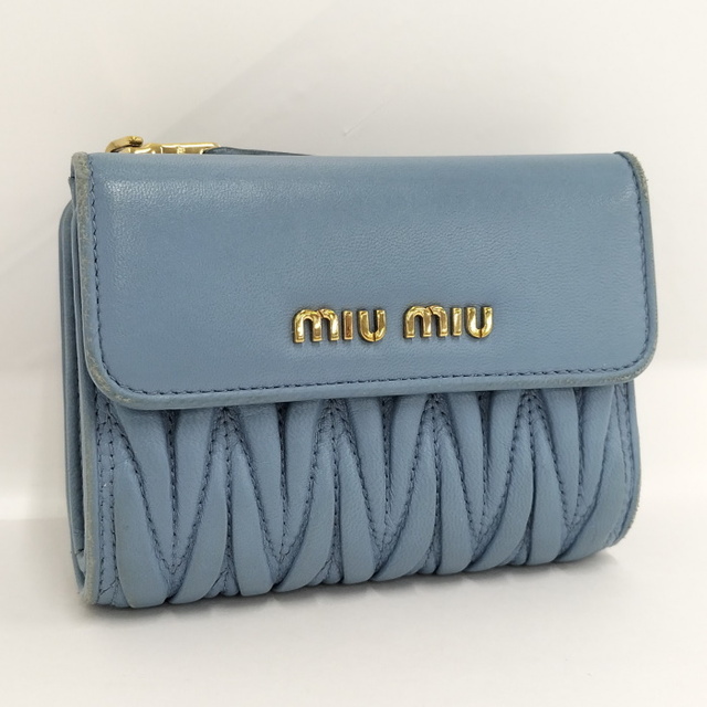 miumiu(ミュウミュウ)のMIUMIU マテラッセ 二つ折り財布 5ML002 ブルー系 レディースのファッション小物(財布)の商品写真