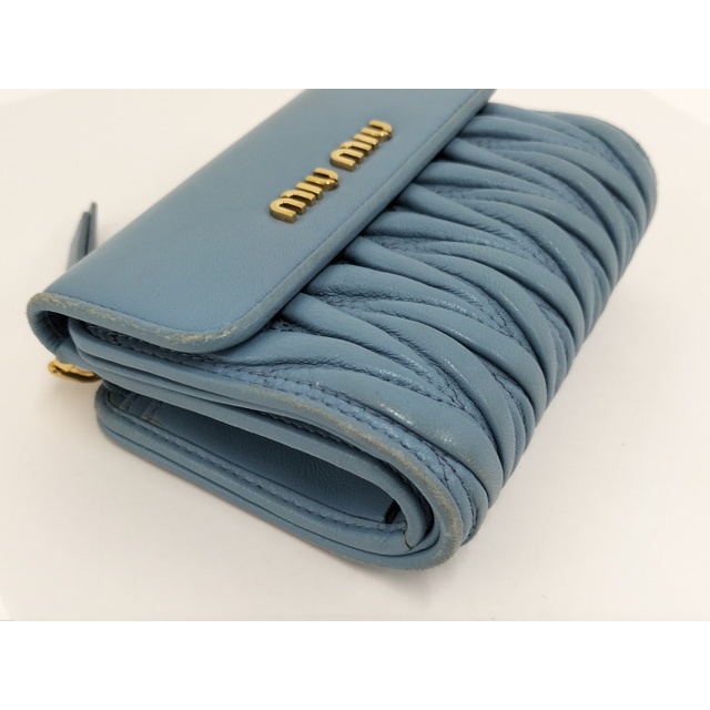 miumiu(ミュウミュウ)のMIUMIU マテラッセ 二つ折り財布 5ML002 ブルー系 レディースのファッション小物(財布)の商品写真