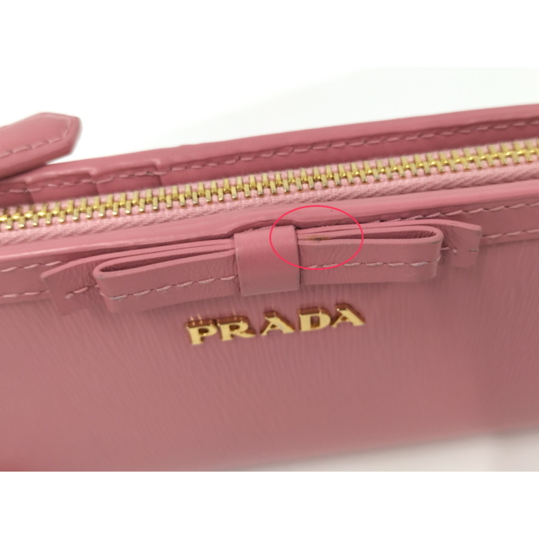 PRADA(プラダ)のPRADA 二つ折り 長財布 リボン レザー ピンク レディースのファッション小物(財布)の商品写真
