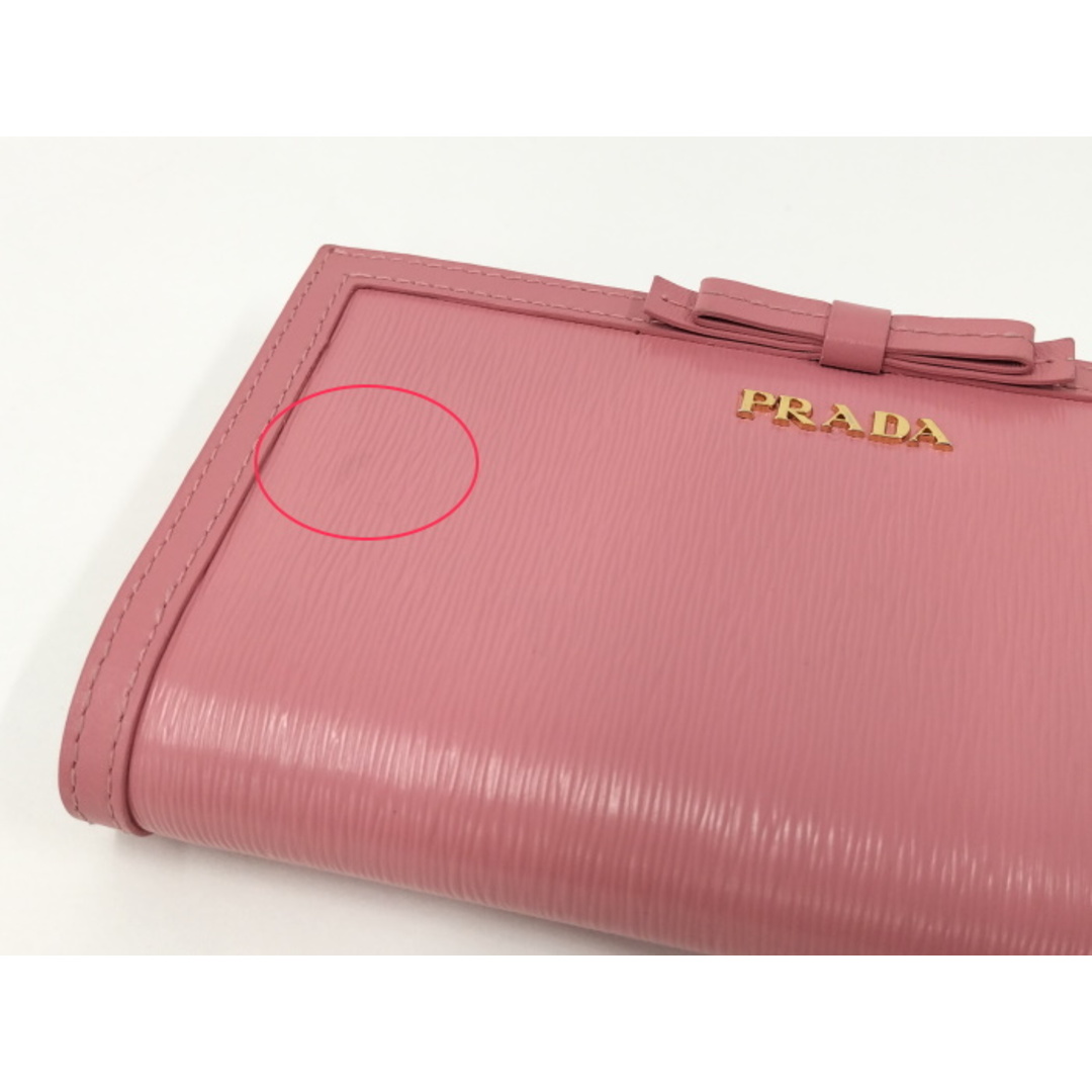 PRADA(プラダ)のPRADA 二つ折り 長財布 リボン レザー ピンク レディースのファッション小物(財布)の商品写真