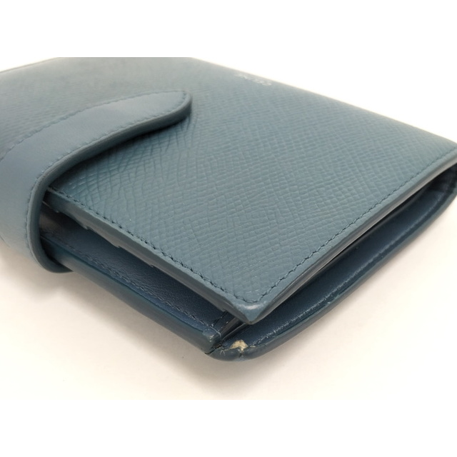 celine(セリーヌ)のCELINE ストラップ ウォレット ミディアム 二つ折り財布 レザー ブルー レディースのファッション小物(財布)の商品写真