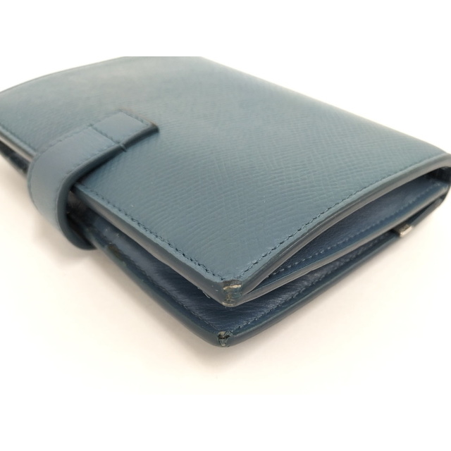 CELINE ストラップ ウォレット ミディアム 二つ折り財布 レザー ブルー