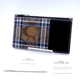 コーチ(COACH)のレア！新品未使用タグ付　COACH　メンズ　カードケース　シグネチャー×チェック(コインケース/小銭入れ)