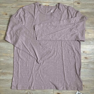 ダスティピンク　長袖ロングTシャツ　綿100%(Tシャツ/カットソー(七分/長袖))