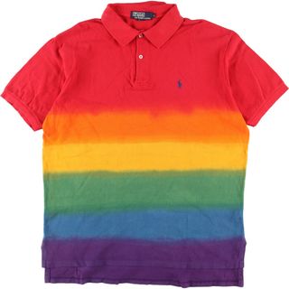 ラルフローレン(Ralph Lauren)の古着 ラルフローレン Ralph Lauren POLO by Ralph Lauren 半袖 ボーダー ポロシャツ USA製 メンズL /eaa332782(ポロシャツ)