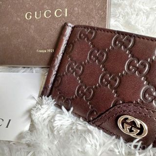 グッチ(Gucci)の【美品】GUCCI グッチシマ 2つ折りマネークリップ ブラウン 折り財布(マネークリップ)