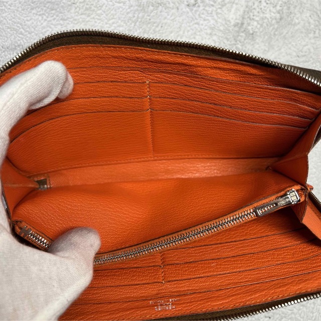 エルメス HERMES 長財布 アザップロング オールレザー ブラック オレンジ-