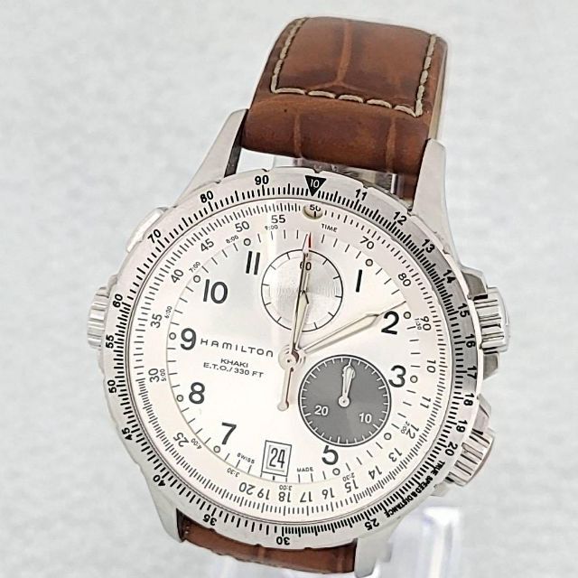 ☆【極美品稼働品】ハミルトン HAMILTON カーキ クロノグラフ シルバー