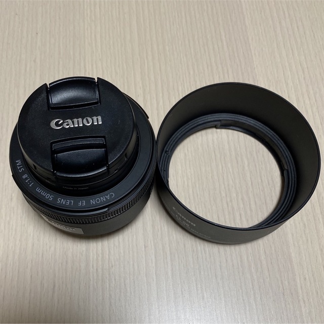 Canon 単焦点レンズ EF50mm F1.8 stm レンズフード付き