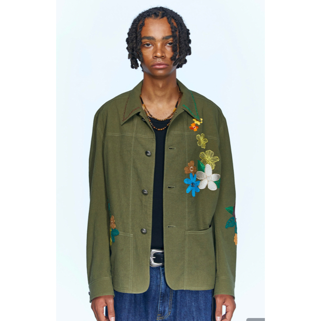 FLOWER EMBROIDERY CHORE JACKET