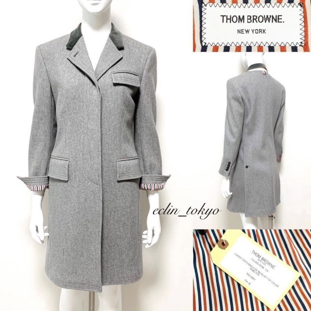 THOM BROWNE - 新品同様 THOM BROWNE ベロア切替 チェスター コート E2034
