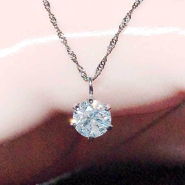 0.45ct 1粒 ダイヤモンドネックレス プラチナ ６本爪 一粒 ダイヤ