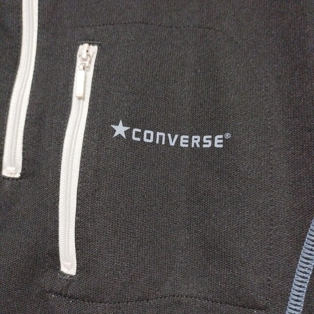 CONVERSE(コンバース)のCONVERSE コンバース ハーフジップ ワンポイントロゴ M 黒 ブラック メンズのトップス(Tシャツ/カットソー(半袖/袖なし))の商品写真