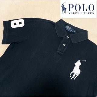 ポロラルフローレン(POLO RALPH LAUREN)のポロラルフローレン　ポロシャツ　黒　ビッグポニー　ワッペン　M 刺繍(ポロシャツ)