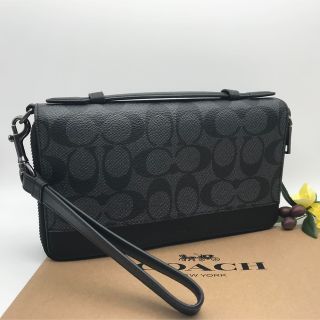 コーチ(COACH)のCOACH ★大人気★ ダブルジップ トラベル オーガナイザー チャコール 新品(長財布)