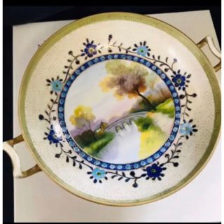 ノリタケ(Noritake)のオールドノリタケ  風景画　コンポート　エナメル装飾(食器)