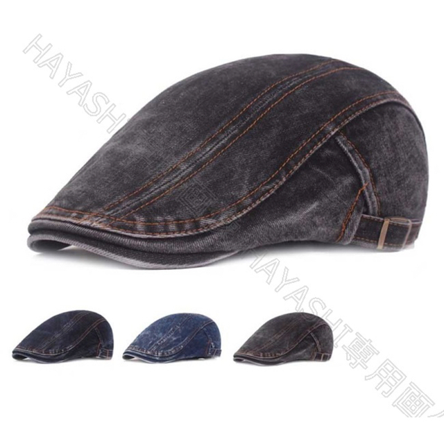 メンズ キャップ 帽子 ハンチング デニム ベレー帽　即納　送料無料ダークブルー メンズの帽子(ハンチング/ベレー帽)の商品写真