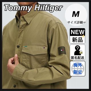 トミーヒルフィガー(TOMMY HILFIGER)の海外限定 トミーヒルフィガー ツイルオーバーシャツ ジャケット M カーキ(シャツ)