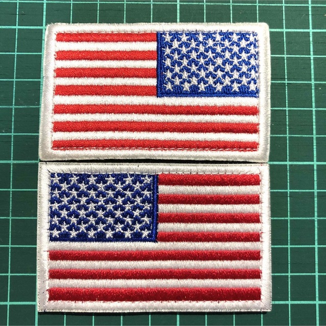 USA 星条旗 刺繍 パッチ ワッペン ホワイトレッド 左右 2枚 サバゲー  エンタメ/ホビーのミリタリー(個人装備)の商品写真