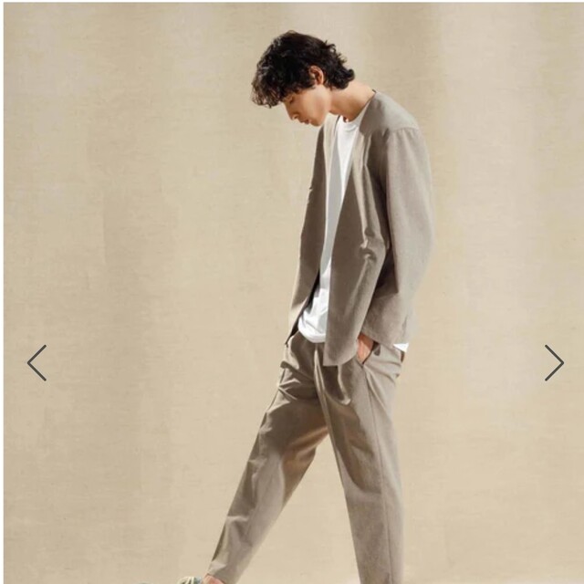 美品 Adam et Rope ノーカラージャケット セットアップ ベージュ