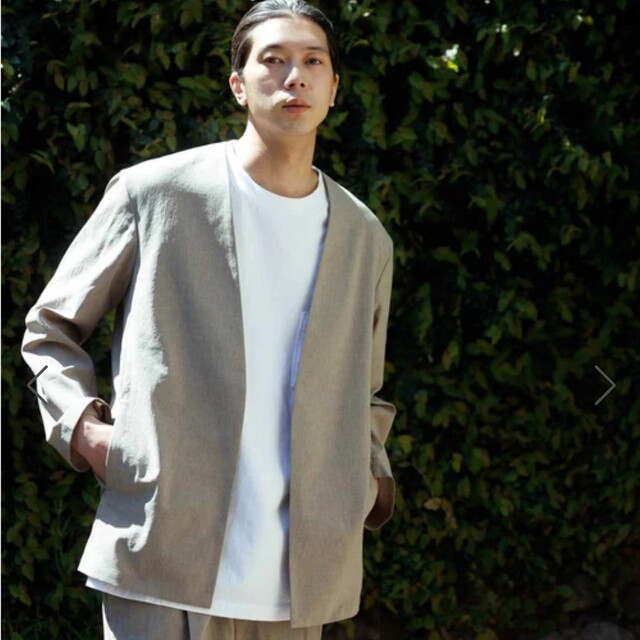 美品 Adam et Rope ノーカラージャケット セットアップ ベージュ