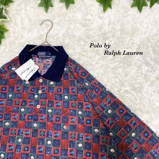 ポロラルフローレン(POLO RALPH LAUREN)のラルフローレン　ポロシャツ  総柄　刺繍　奇抜　タグ付き　激レア　ゴルフ柄(シャツ)